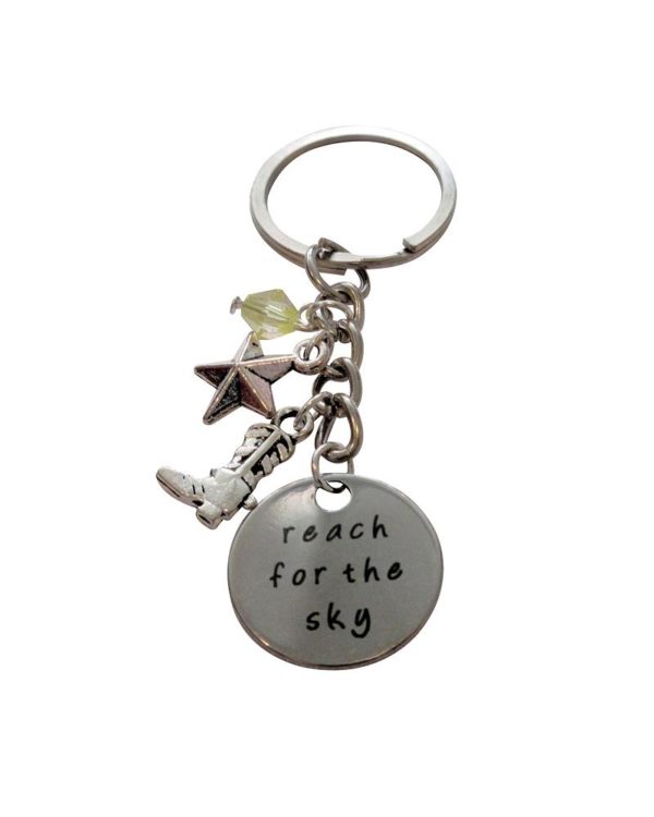 Inspiring "reach for the sky" Key Chain Silver