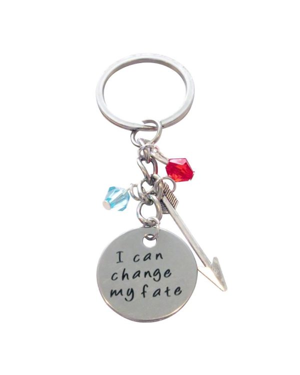 Inspiring "I can change my fate" Key Chain Silver