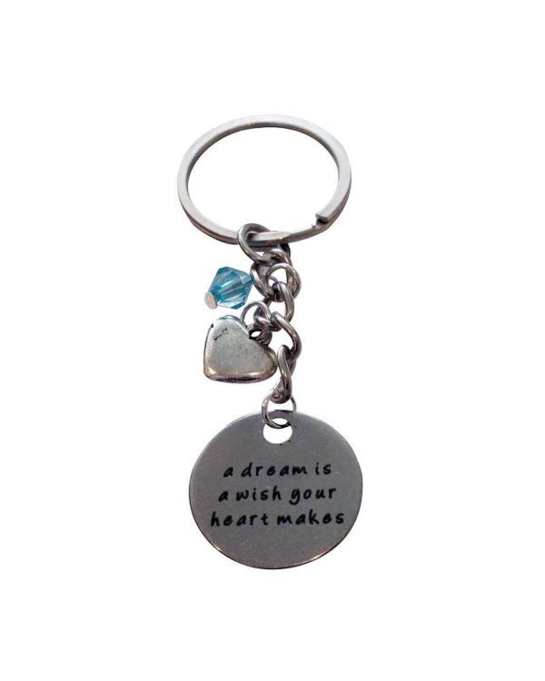 Inspiring "a dream is a wish your heart makes" Key Chain Silver