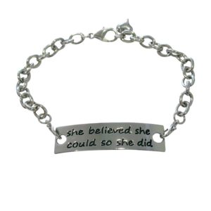 Inspiring "She believed she could so she did" Bracelet/Bangle Silver