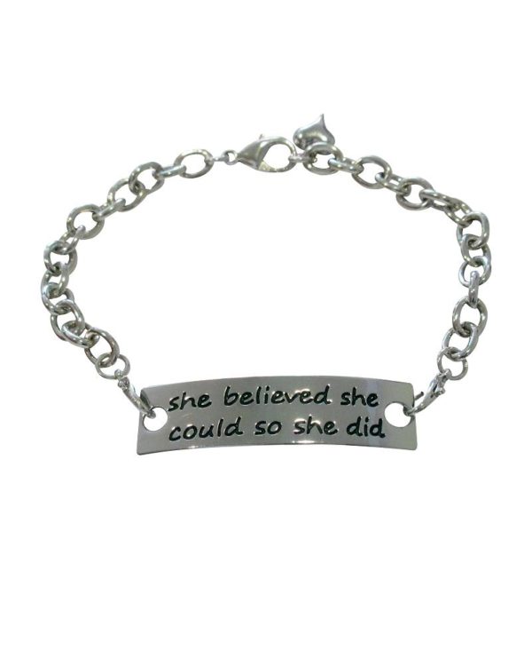Inspiring "She believed she could so she did" Bracelet/Bangle Silver