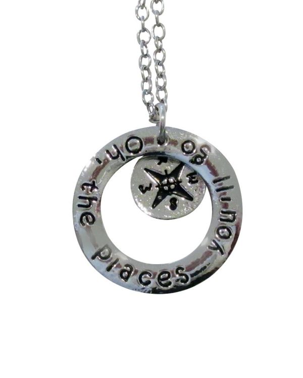 Inspiring "oh the places you will go" Necklace Silver