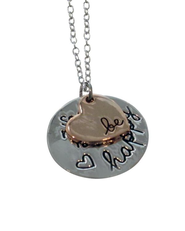 Inspiring "be" "so many reasons to be happy" Necklace Silver