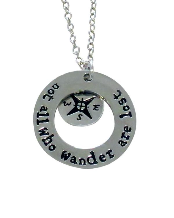 Inspiring "not all who wander are lost" Necklace Silver