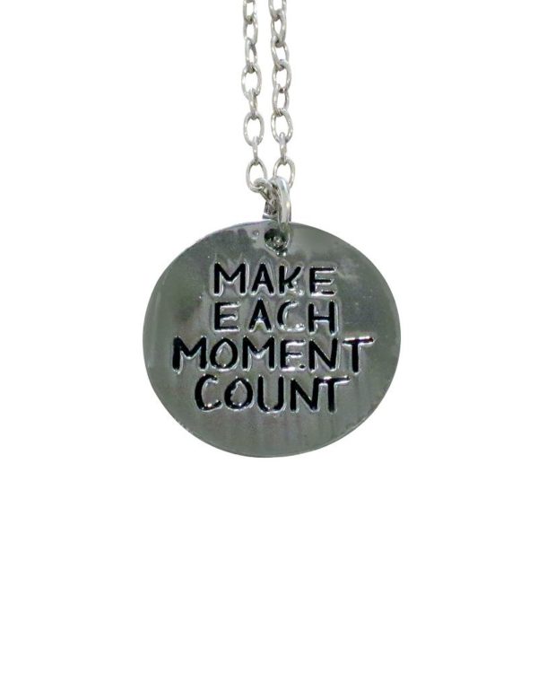 Inspiring Reversible "Make Each Moment Count/Expect Wonderful Things" Silver Necklace