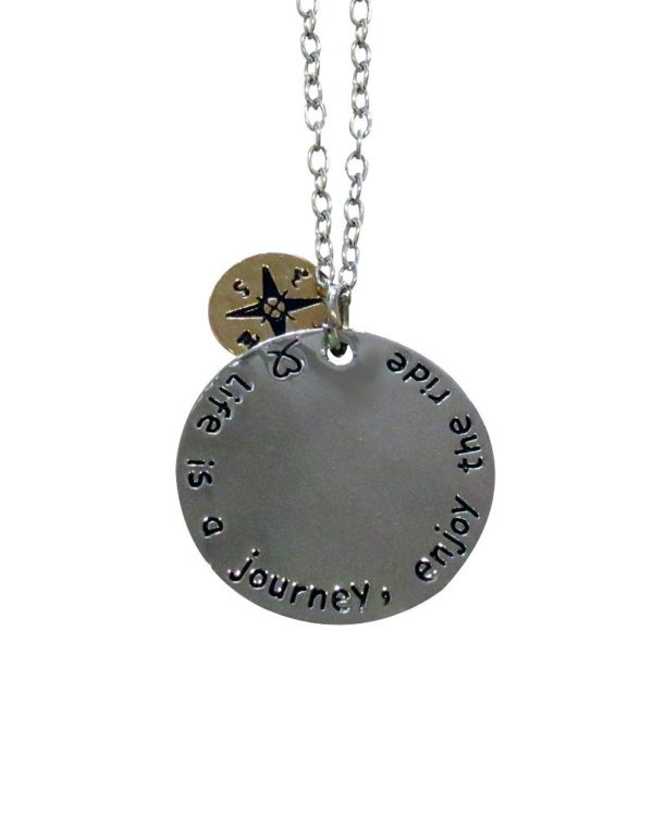 Inspiring "Life is a Journey enjoy the ride" Necklace Two Tone Gold/Silver