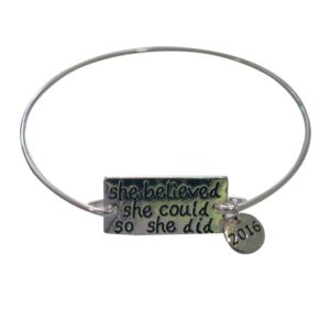Inspiring "She Believed She Could So She Did" Bracelet/Bangle Silver