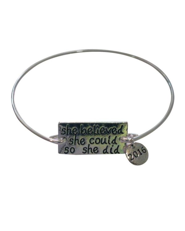 Inspiring "She Believed She Could So She Did" Bracelet/Bangle Silver