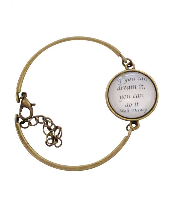 Inspiring "If You Can Dream It, You Can Do It" Bracelet/Bangle Antique w/Glass
