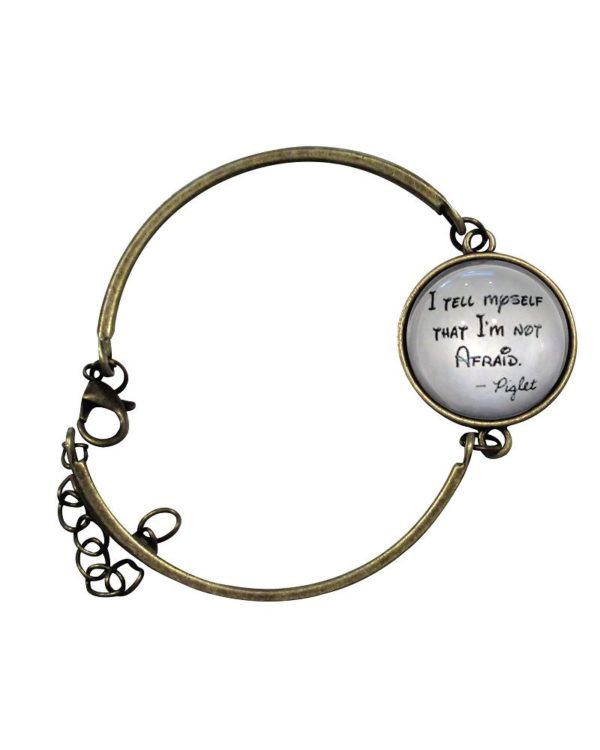 Inspiring "I tell myself that I'm not afraid" Bracelet/Bangle Antique w/Glass