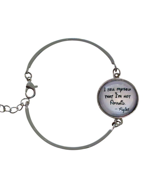 Inspiring "I tell myself that I'm not afraid" Bracelet/Bangle Silver w/Glass
